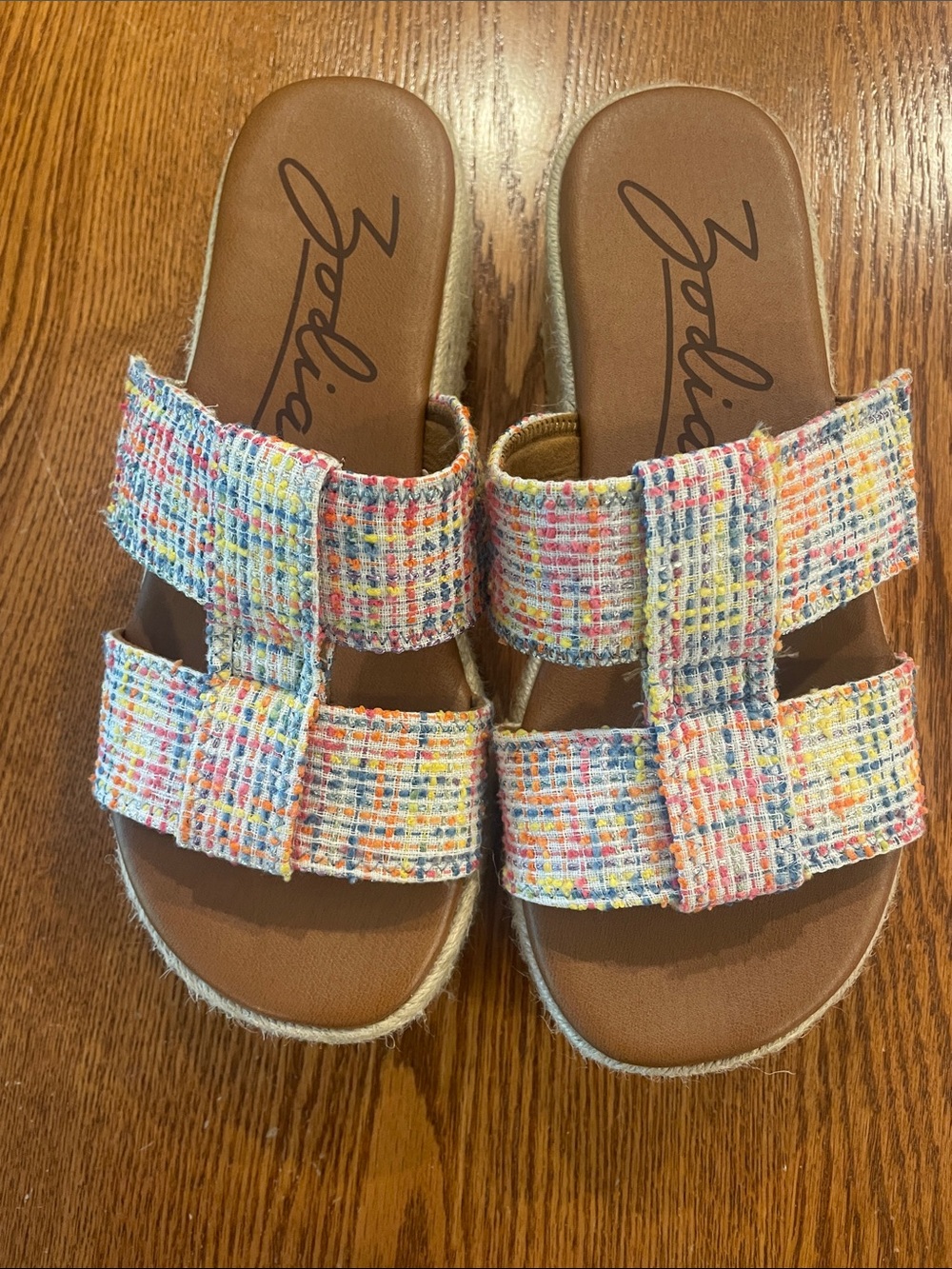 Zodiac Multicolor Tweed Double-Strap Slide Sandals